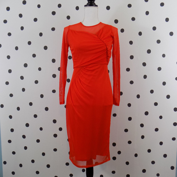 red fitted midi dress